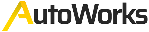 Autoworks logo on a black background.