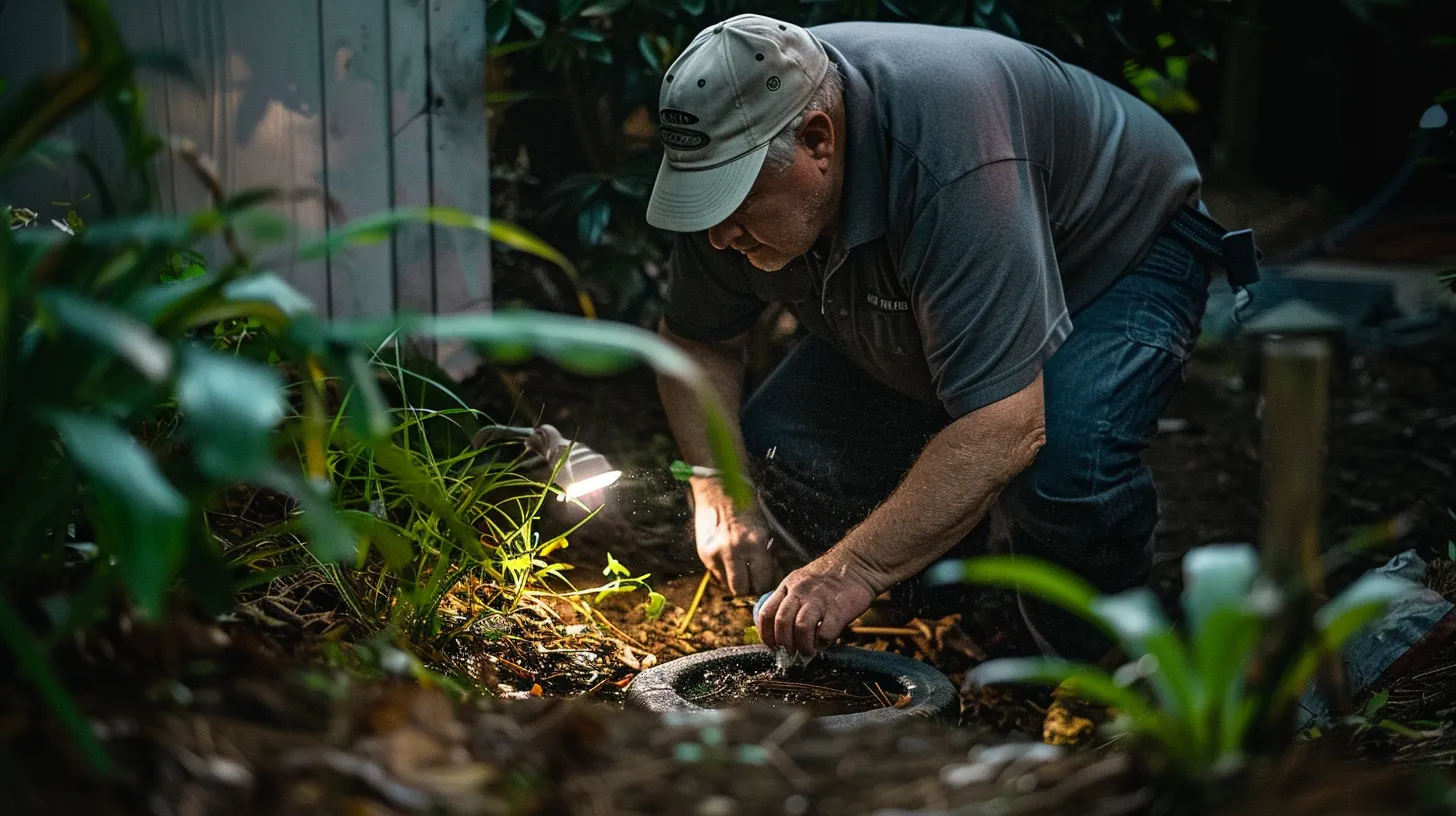 DIY Septic System Maintenance Georgia: Essential Tips for Homeowners 3 Georgia homeowner inspecting the ground above their septic tank for signs of leakage