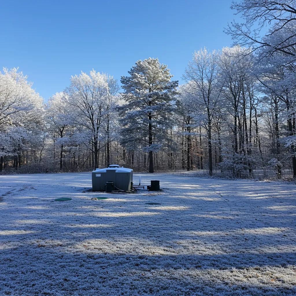 Winter landscape in Kennesaw, GA with a well-maintained septic system